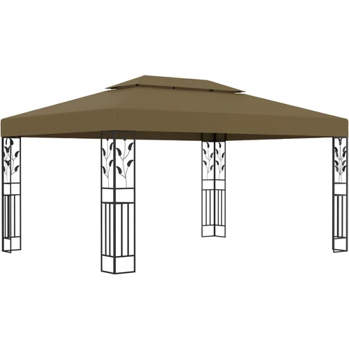 vidaXL Sjenica s dvostrukim krovom 3 x 4 m smeđe-siva 180 g/m²