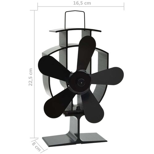 VidaXL Ventilator za peć na toplinski pogon s 5 lopatica crni Slike