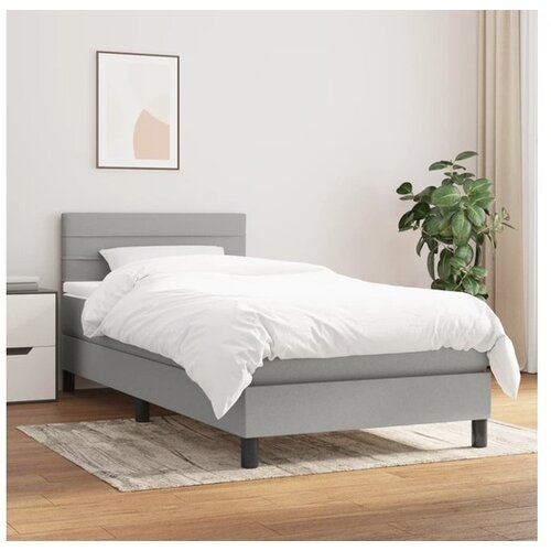  Box spring postelja z vzmetnico svetlo siv 100x200 cm blago Cene