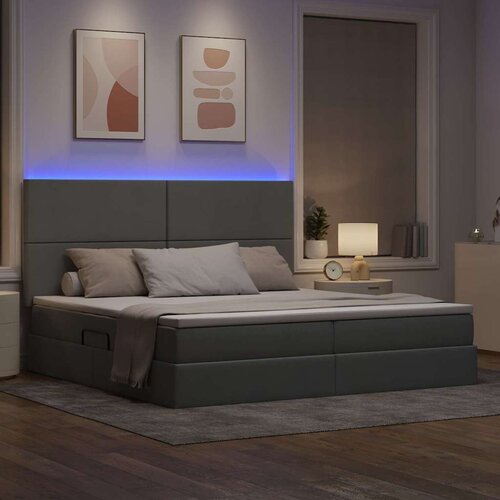 Krevet S LED lampica Svijetlo siva 200 x 200 cm tkanina Slike