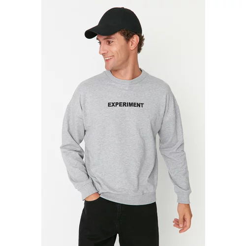 Trendyol Gray Men's Oversize Fit Crew Neck Sweatshirt