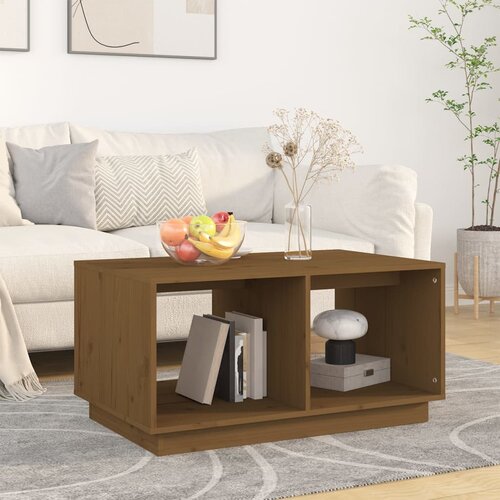 The Living Store Klubska mizica medeno rjava 80x50x40 cm trdna borovina - Klubska Mizica, (21575150) Slike