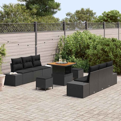  Sjedeća garnitura za vrt 9 kom. Crna poliratan 239 x 62 x 85 cm Slike