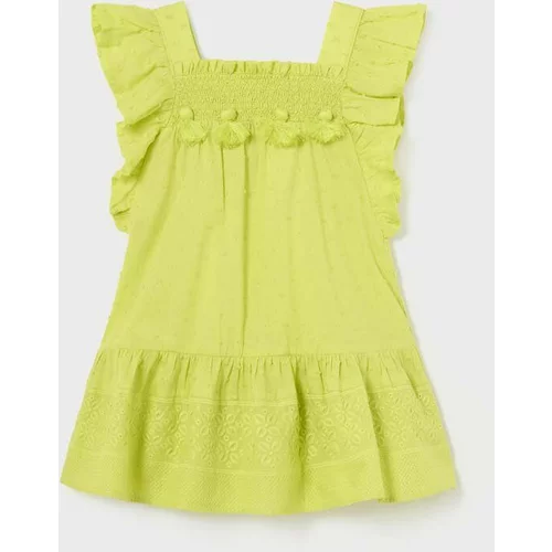 Mayoral Pamučna haljina za bebe boja: zelena, mini, ravna