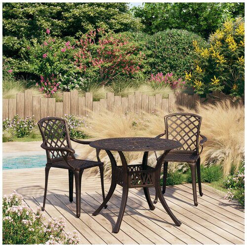  3-dijelni bistro set od lijevanog aluminija brončani Cijene