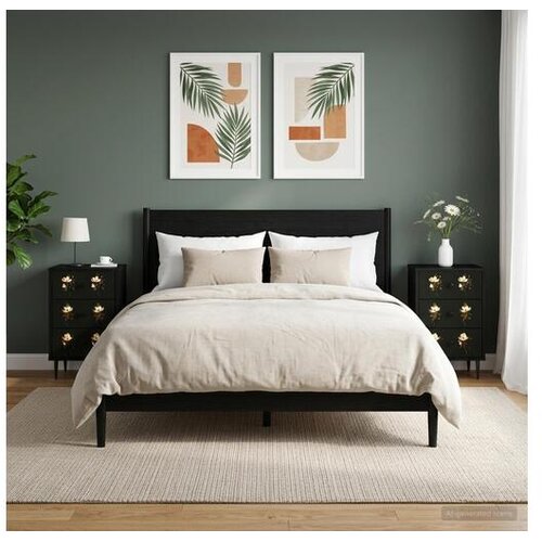 VidaXL Noćni ormar BREMEN 2 kom. Crni hrast 36 x 33 x 61 cm - Magnolijski uzorak 2 Slike