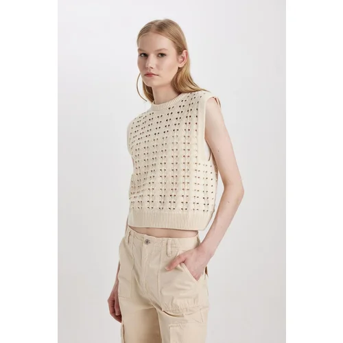 Defacto Relax Fit Crew Neck Crochet Sweater