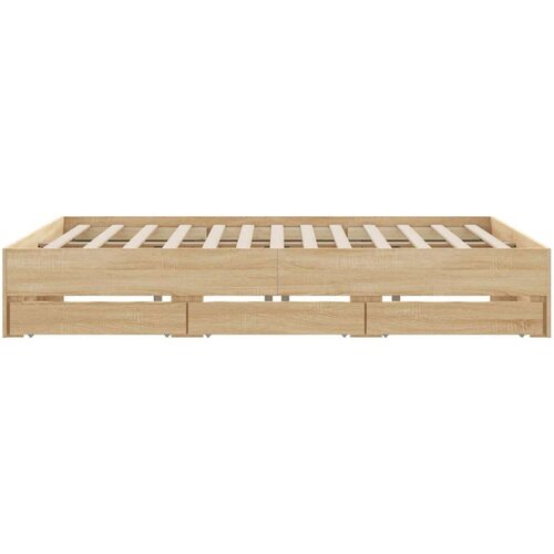 VidaXL Okvir za krevet s ladicama boja hrasta 200x200 cm drveni Slike