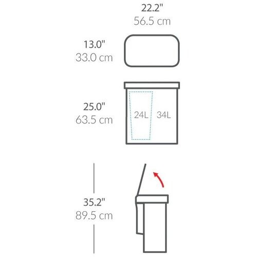 Simplehuman Jeklen ko&amp;scaron; za smeti 34+24 l za ločevanje odpadkov/brezstični v srebrni barvi Dual Sensor &amp;ndash; Slike