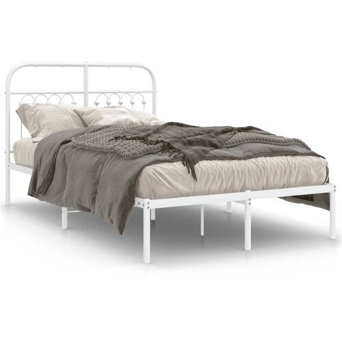 vidaXL Metalni okvir za krevet s uzglavljem bijeli 120 x 190 cm Cijene
