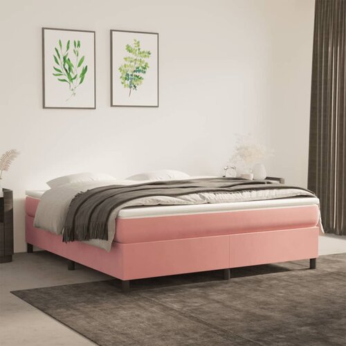 VidaXL Krevet s oprugama i madracem ružičasti 180x200 cm bar&amp;scaron;unasti Slike