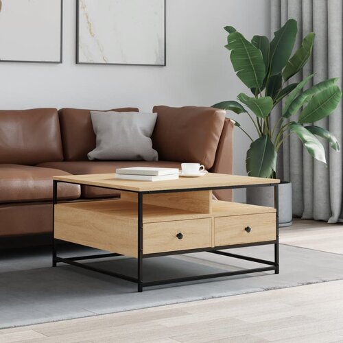  The Living Store Klubska mizica sonoma hrast 80x80x45 cm inženirski les - Klubska Mizica, (21444894) Cene
