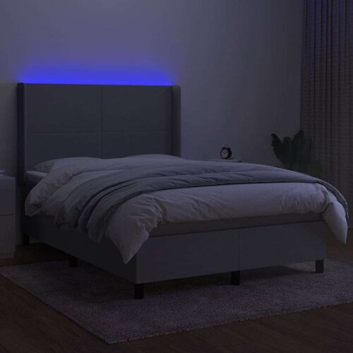  Box spring s madracem LED svjetlosivi 140x200 cm tkanina Slike