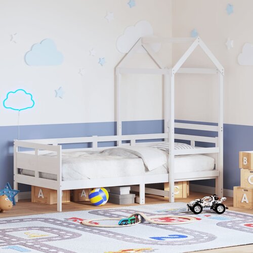 vidaXL Dnevni krevet s krovom bez madraca bijeli 80x200cm masivno drvo Cene