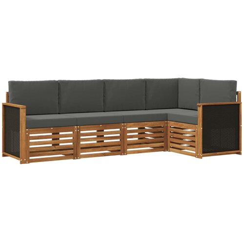 vidaXL Kotna sedežna garnitura z blazino 4 pcs Naravna in antracitna, (5000283425) Cene