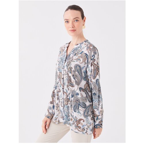 LC Waikiki Women's Round Neck Patterned Long Sleeve Blouse Slike