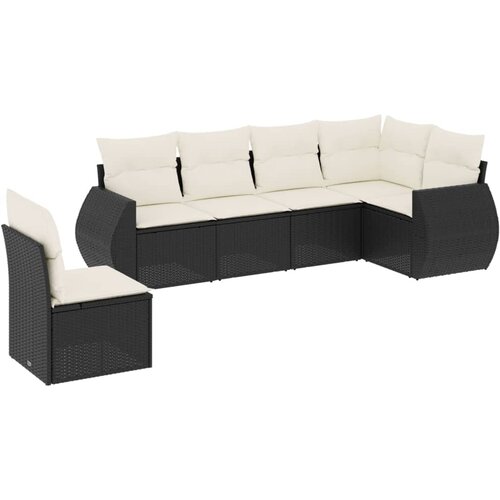  6-dijelni set vrtnih sofa s jastucima crni od poliratana Slike