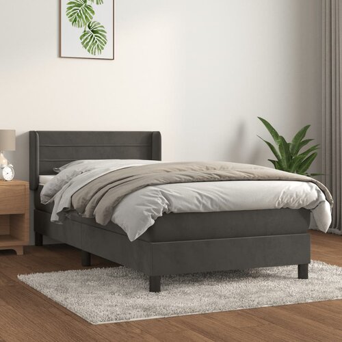 Box spring krevet s madracem tamnosivi 90x190 cm baršunasti Cene