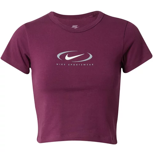 Nike Sportswear Majica 'Swoosh' svetlo siva / bordo / bela