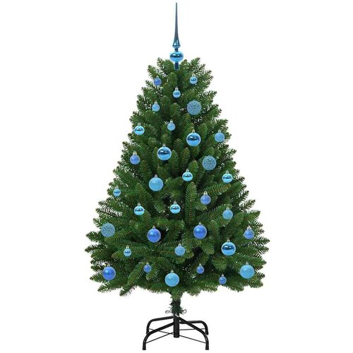 VidaXL Umjetno božićno drvce S LED lampica Zelena 150 cm PVC i metal Slike