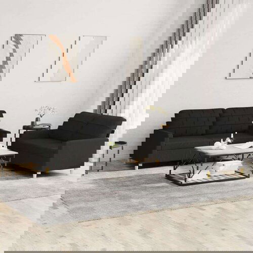  2-dijelni set sofa s jastucima crni od tkanine Cijene