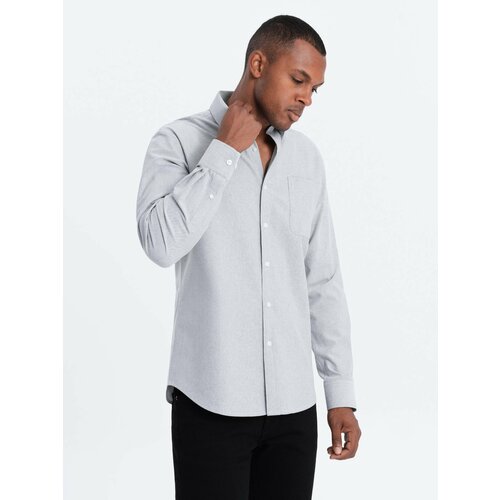 Ombre Oxford REGULAR men's fabric shirt - grey Slike