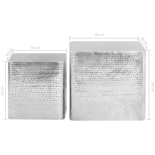  Stolići za kavu 2 kom srebrni aluminijski Slike