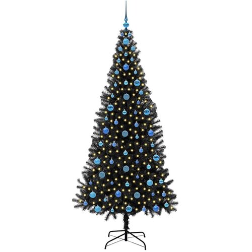 VidaXL Božićno drvce s 300 LED svjetlima s stalakom Crna 210 cm PVC Slike