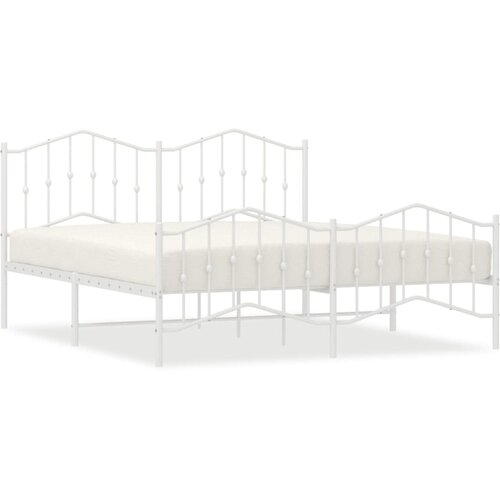 Maison Chic Kovinski Posteljni okvir - Dvoposteljna postelja - Zakonska postelja z vzglavjem in vznožjem bel&amp;nbsp;160x200 cm, (21696045) Slike