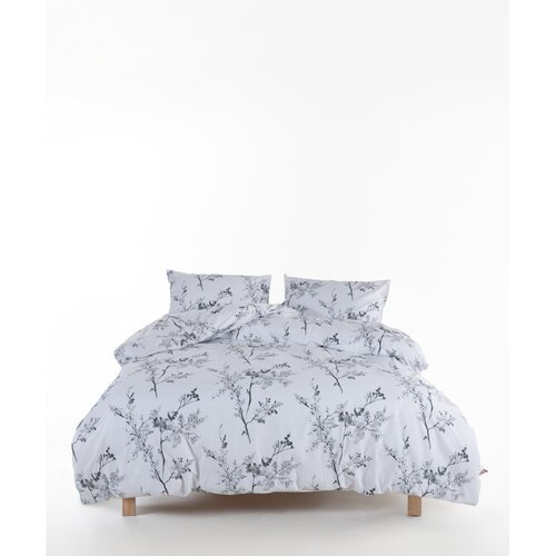 Mila Home Luxury Bela/siva posteljnina za zakonsko posteljo/podaljšana iz renforce bombaža 240x220 cm White Floral – Cene