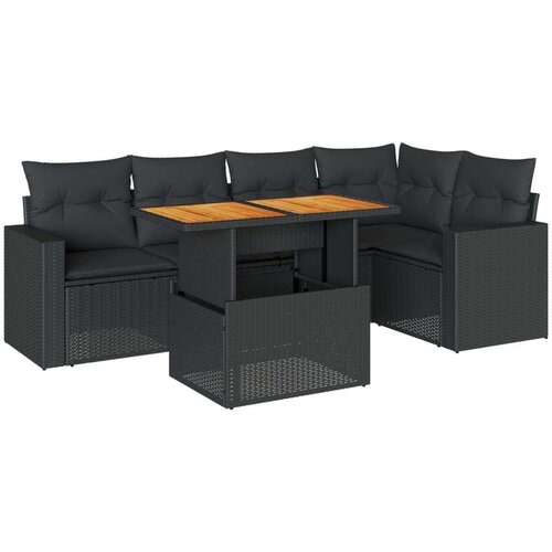 VidaXL 6-dijelni set vrtnih sofa s jastucima crni od poliratana Slike