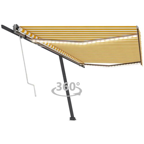 vidaXL Automatska tenda sa senzorom LED 500x300 cm žuto-bijela Cijene