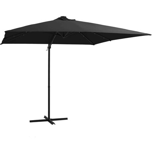 In Konzolni suncobran s čeličnom šipkom LED 250 x 250 cm crni Cijene