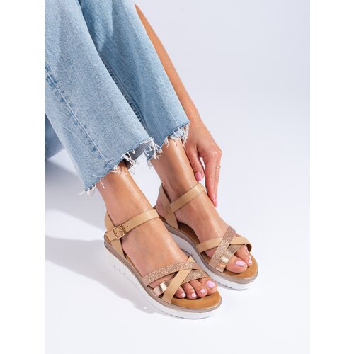 SHELOVET wedge sandals beige Slike