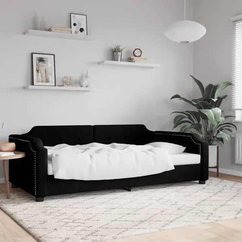 vidaXL Dnevni krevet crni 90 x 200 cm od tkanine