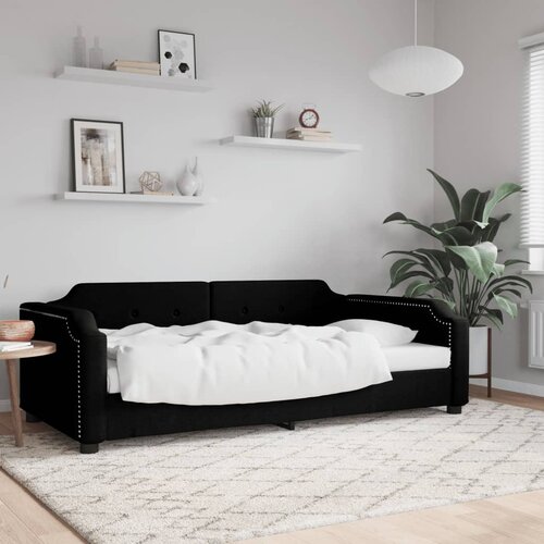 VidaXL Raztegljiva postelja črna 90x200 cm blago Slike