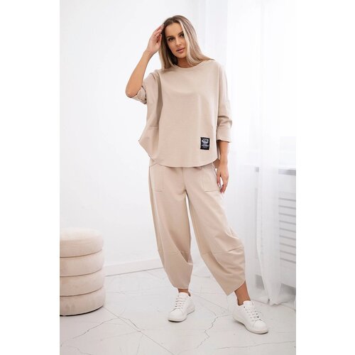 Kesi Punto Milano winter sweatshirt + pants beige set Cene