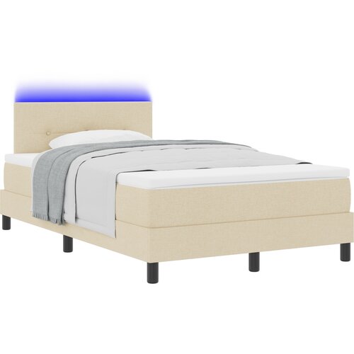 vidaXL Box Spring Krevet s Madracem i LED-om Bež 120x200 cm Tkanina Cijene