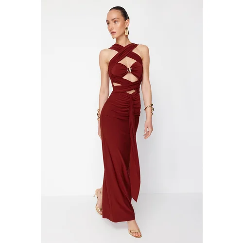 Trendyol X Zeynep Tosun Tile Cut Out Snake Accessory Detailed Evening Dress & Graduation Dress