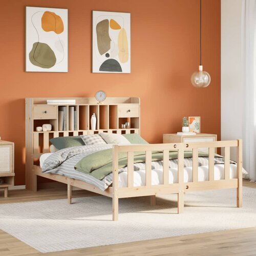 VidaXL Krevet s regalom za knjige bez madraca 160x200 cm od borovine Slike