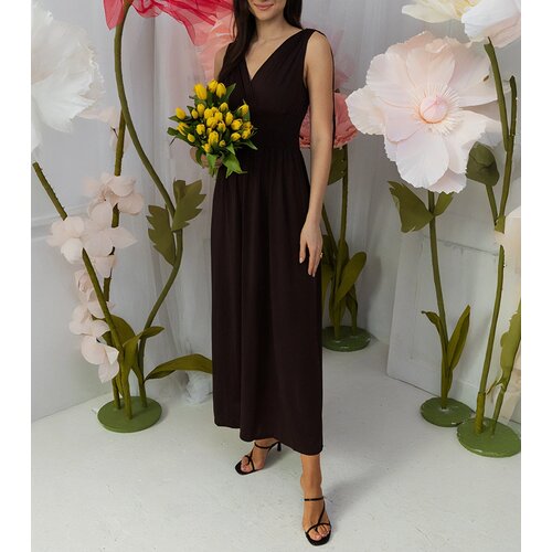 Gemre Petrona Brown Ruched Maxi Dress Slike