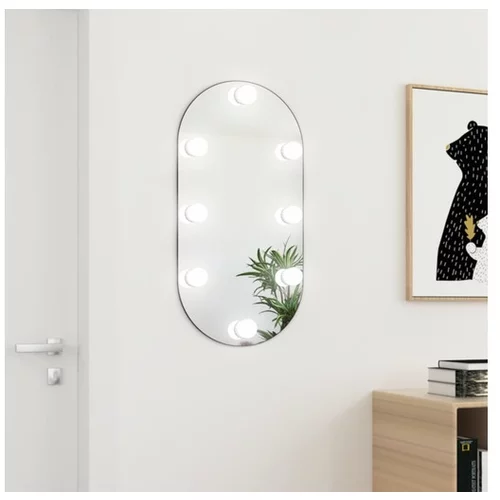  Ogledalo z LED lučkami 80x40 cm stekleno ovalno