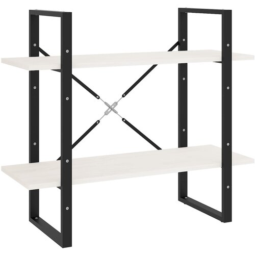 Maison Chic Knjižna omara - Knjižni regal 2-nadstropna bela 80x30x70 cm trdna borovina, (21724695) Cene