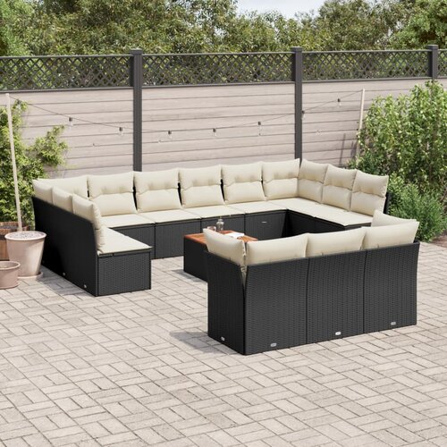  14-dijelni set vrtnih sofa s jastucima poliratan crni Cene