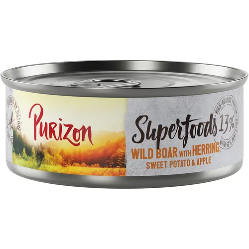 Purizon Varčno pakiranje Superfoods 24 x 70 g - Divji prašič s slanikom, sladkim krompirjem in jabolkom