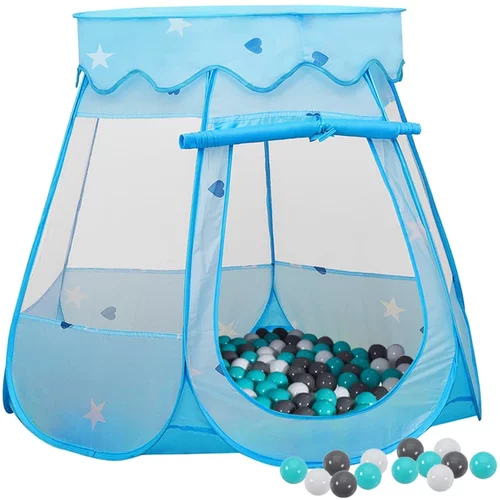  Dječji šator za igru s 250 loptica plavi 102 x 102 x 82 cm