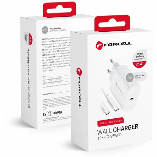 forcell Kucni punjac FORCELL TFK-TC-25WPD (Type C + Type C) beli Cene