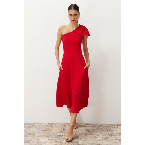 Trendyol Red Bow Detailed Elegant Evening Dress Slike