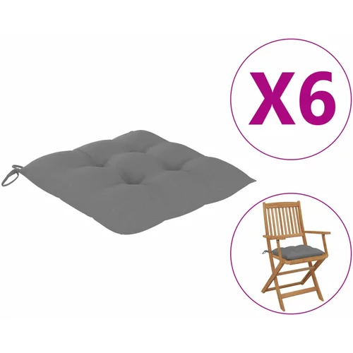 vidaXL Jastuci za stolice 6 kom sivi 40 x 40 x 7 cm od tkanine