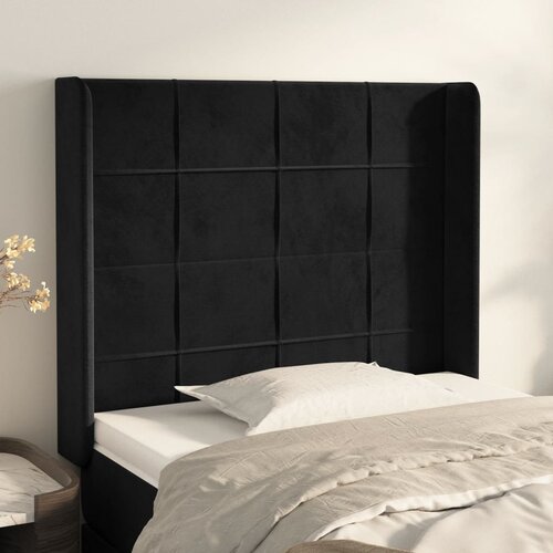  Uzglavlje s ušima crno 103x16x118/128 cm baršunasto Cene